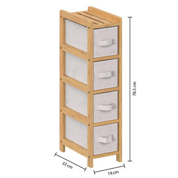 5FIVE Simply smart Συρταριέρα Οργάνωσης 4 Θέσεων, Ξύλο Bamboo & Λευκό Polyester 174903