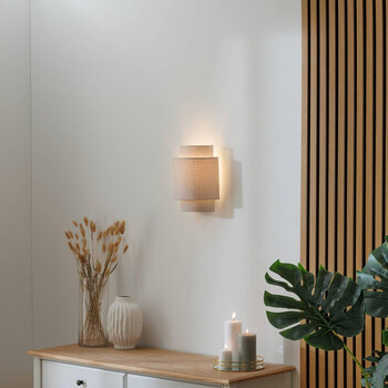 Atmosphera Επιτοίχιο φωτιστικό με καπέλο από λινάτσα, 20 x 13 x 27 εκ. 205928