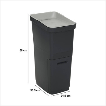 5FIVE Simply smart Διπλός Κάδος Ανακύκλωσης 36L Μαύρος 214508