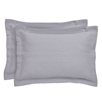 DAS HOME Ζευγάρι Μαξιλαροθήκες Happy Grey σε Γκρι Απόχρωση 533400009635
