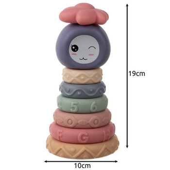 Iso trade Πυραμίδα για Μωρά 8 τμχ με πολύχρωμους μαλακούς κρίκους 26718