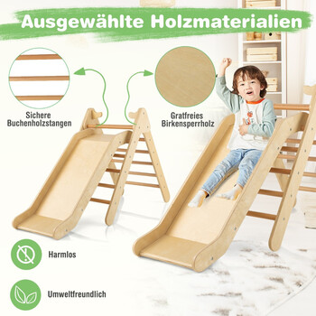 Costway Σετ Αναρρίχησης 2-σε-1 Τρίγωνα Ξύλινη Σκάλα Φυσικό Ξύλο TS10162NA