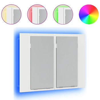 vidaXL Καθρέφτης Μπάνιου με Ντουλάπι LED Λευκός 60x12x45 εκ. Ακρυλικός 834938