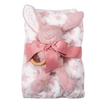 GREENWICH POLO CLUB Κουβέρτα Αγκαλιάς Fleece Essential σε Ροζ & Λευκό 220511708845
