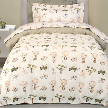 GREENWICH POLO CLUB Σετ 3 τμχ Σεντόνια Μονά 170x240cm Βαμβακερά Ivory, Olive Green 202109108860