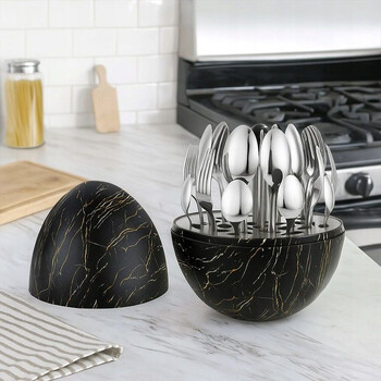 Rosa Bella Σετ μαχαιροπήρουνων 24 τεμαχίων από ανοξείδωτο ατσάλι σε Θήκη Marble RB-730