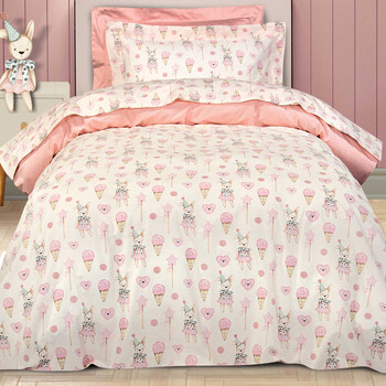 GREENWICH POLO CLUB Σετ 3τμχ Σεντόνια 170x240cm Μονά Βαμβακερά Ivory - Pink 202109108859