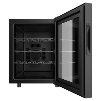 Cecotec Συντηρητής Κρασιών Bolero GrandSommelier 1255 CoolCrystal, Χωρητικότητα 12 Φιάλες, Αθόρυβη 35dB, Θερμοκρασία 8-18ºC, Υγρασία 50%-80%, Μεταλλικά Ράφια, Έλεγχος Αφής, Κλάση E, LED Φωτισμός, Μαύρη CEC-109605