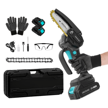 Cecotec Αλυσοπρίονο Χειρός 4" MontanaForce 4000 με Μπαταρία 21V. Λίπανση με κουμπί. Περιλαμβάνει βαλιτσάκι, επιπλέον αλυσίδα και σετ αξεσουάρ. CEC-106754