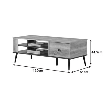 Τραπέζι σαλονιού Zezan pakoworld σε sonoma-ανθρακί απόχρωση 120x51x44.5εκ