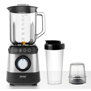 BRUNO Μπλέντερ 3 σε 1 προηγμένων λειτουργιών, BRN-0254, 1500W, 1.8L γυάλινη κανάτα, 6 λεπίδες, inox-μαύρο