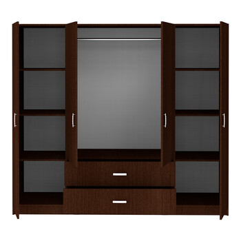 Ντουλάπα τετράφυλλη Royal pakoworld με συρτάρια wenge 200x58x177εκ
