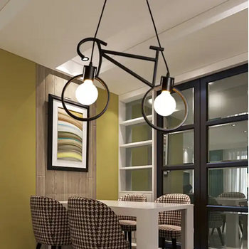 Bike Light - Κρεμαστό Δίφωτο Φωτιστικό E27 Industrial Μέταλλο Μαύρο Μοντέρνο Design - Μ67 x Π3.5 x Υ41cm