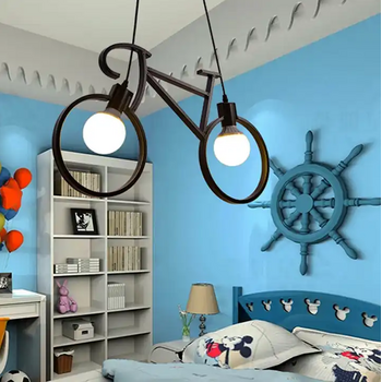 Bike Light - Κρεμαστό Δίφωτο Φωτιστικό E27 Industrial Μέταλλο Μαύρο Μοντέρνο Design - Μ67 x Π3.5 x Υ41cm