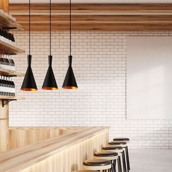 Astra Cone - Κρεμαστό Μονόφωτο E27 Μοντέρνο Μέταλλο Μαύρο Καμπάνα - Μ19 x Π19 x Υ38cm