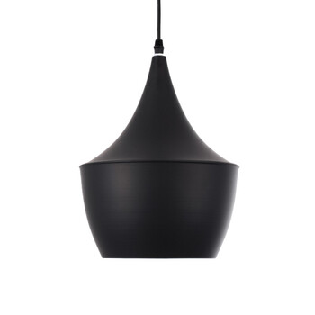 Zeno Black Drop - Κρεμαστό Μονόφωτο E27 Μοντέρνο Μέταλλο Μαύρο Καμπάνα - Μ24 x Π24 x Υ30cm