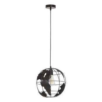 Atlas Sphere - Κρεμαστό E27 Industrial Μέταλλο Μαύρο Πλέγμα - Μ30 x Π30 x Υ30cm