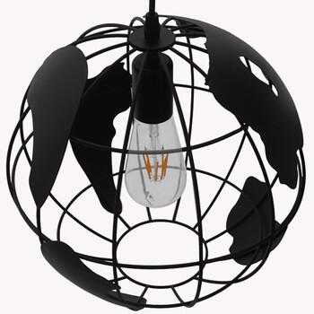Atlas Sphere - Κρεμαστό E27 Industrial Μέταλλο Μαύρο Πλέγμα - Μ30 x Π30 x Υ30cm