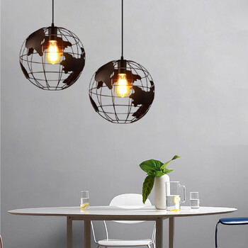 Atlas Sphere - Κρεμαστό E27 Industrial Μέταλλο Μαύρο Πλέγμα - Μ30 x Π30 x Υ30cm