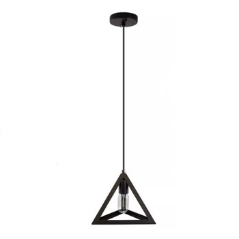 TriForm - Κρεμαστό Μονόφωτο E27 Μοντέρνο Μέταλλο Μαύρο Τρίγωνο - Μ25 x Π25 x Y21cm