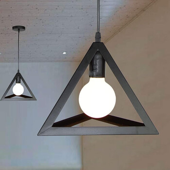 TriForm - Κρεμαστό Μονόφωτο E27 Μοντέρνο Μέταλλο Μαύρο Τρίγωνο - Μ25 x Π25 x Y21cm