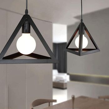 TriForm - Κρεμαστό Μονόφωτο E27 Μοντέρνο Μέταλλο Μαύρο Τρίγωνο - Μ25 x Π25 x Y21cm