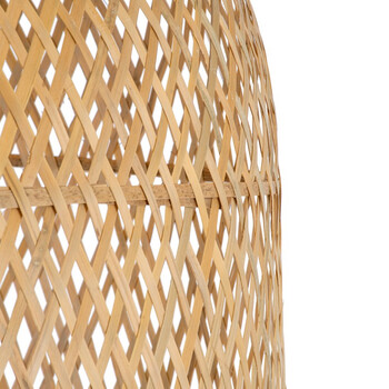 Bamboo Tower - Κρεμαστό Μονόφωτο E27 Boho Μπαμπού Φυσικό Πλέγμα - Μ25 x Π25 x Υ50cm
