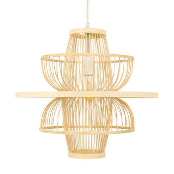 Zen Lotus - Κρεμαστό Πολύφωτο E27 Μοντέρνο Μπαμπού Φυσικό Πλέγμα - Μ45 x Π45 x Υ42.5cm