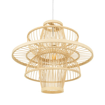 Zen Lotus - Κρεμαστό Πολύφωτο E27 Μοντέρνο Μπαμπού Φυσικό Πλέγμα - Μ45 x Π45 x Υ42.5cm