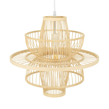 Zen Lotus - Κρεμαστό Πολύφωτο E27 Μοντέρνο Μπαμπού Φυσικό Πλέγμα - Μ45 x Π45 x Υ42.5cm