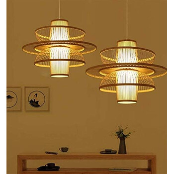 Zen Lotus - Κρεμαστό Πολύφωτο E27 Μοντέρνο Μπαμπού Φυσικό Πλέγμα - Μ45 x Π45 x Υ42.5cm