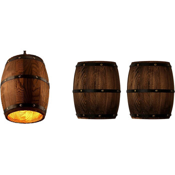 Barrel Light - Κρεμαστό Μονόφωτο E27 Vintage Ξύλο Καφέ Βαρέλι - Μ22 x Π22 x Υ29cm