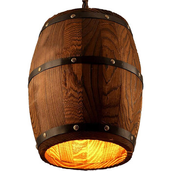 Barrel Light - Κρεμαστό Μονόφωτο E27 Vintage Ξύλο Καφέ Βαρέλι - Μ22 x Π22 x Υ29cm