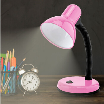 Flexi Desk Pink - Επιτραπέζιο Μονόφωτο E27 Μοντέρνο Μέταλλο Ροζ Καμπάνα - Μ12 x Π12 x Υ32cm