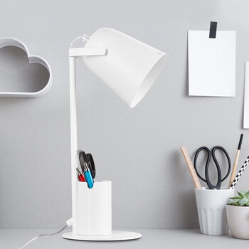 Focus Desk White - Επιτραπέζιο Μονόφωτο E27 Μοντέρνο Μέταλλο Λευκό Καμπάνα - Μ12 x Π15 x Υ38cm