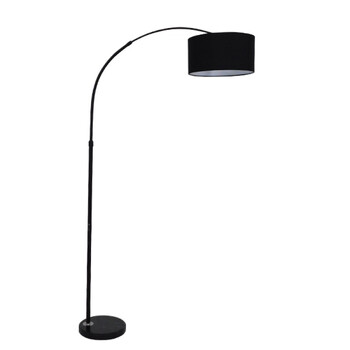 Arc Elegance - Επιδαπέδιο Μονόφωτο E27 Μοντέρνο Μέταλλο - Ύφασμα Μαύρο Καμπάνα - Μ38 x Π38 x Υ172cm