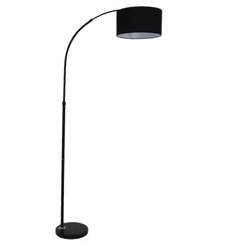 Arc Elegance - Επιδαπέδιο Μονόφωτο E27 Μοντέρνο Μέταλλο - Ύφασμα Μαύρο Καμπάνα - Μ38 x Π38 x Υ172cm
