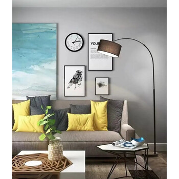 Arc Elegance - Επιδαπέδιο Μονόφωτο E27 Μοντέρνο Μέταλλο - Ύφασμα Μαύρο Καμπάνα - Μ38 x Π38 x Υ172cm