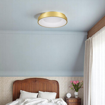 Gold Aura - Πλαφονιέρα Μονόφωτο LED 75W Μοντέρνο Χρυσό Minimal 3 Αποχρώσεις - Μ45 x Π45 x Υ8.5cm