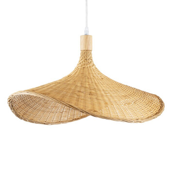 Summer Wave - Κρεμαστό Μονόφωτο E27 Boho Μπαμπού Φυσικό Πλέγμα - Μ53 x Π53 x Υ30cm
