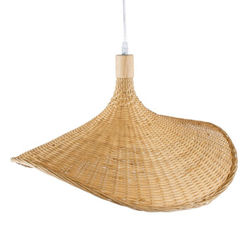 Summer Wave - Κρεμαστό Μονόφωτο E27 Boho Μπαμπού Φυσικό Πλέγμα - Μ53 x Π53 x Υ30cm
