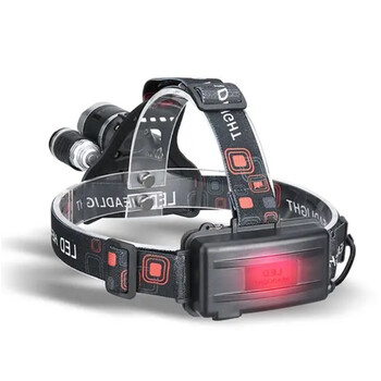 Explorer Beam - Φακός Κεφαλής Τρίφωτος LED Επαναφορτιζόμενος Μαύρος Πλαστικό - Μεταλλικό Ρυθμιζόμενος με 2 x 18650 Μπαταρίες - Ψυχρό Λευκό 6000K