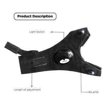 HandyLight Pro - Γάντι με LED Φακό Εργασίας Αριστερό Μαύρο Αδιάβροχο Ψυχρό Λευκό 6000K