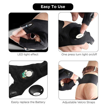 HandyLight Pro - Γάντι με LED Φακό Εργασίας Δεξί Μαύρο Αδιάβροχο Ψυχρό Λευκό 6000K