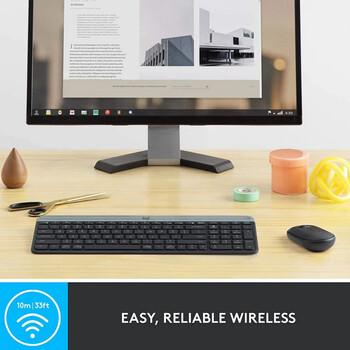 Logitech MK470 - Ασύρματο Σετ Πληκτρολόγιο & Ποντίκι USB - Αγγλικό US - Μαύρο