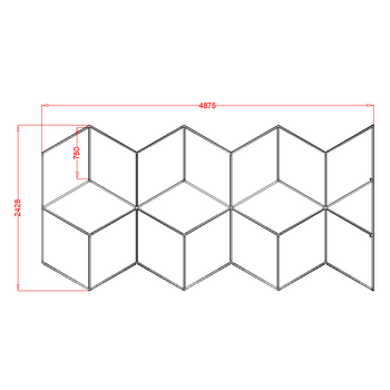 VertaRay - Διακοσμητικό LED Φωτιστικό Πάνελ Οροφής Πολυγωνικού Σχεδιασμού με Εσωτερικά Μοτίβα - 387W 110-240V - Μ487.5 x Π242.8 x Υ2.5cm - Ψυχρό Λευκό 6500K
