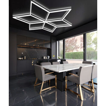 FormaLux - Διακοσμητικό LED Φωτιστικό Πάνελ Οροφής Πολυγωνικού Σχεδιασμού με Εσωτερικά Μοτίβα - 155W 110-240V - Μ281.5 x Π243.9 x Υ2.5cm - Ψυχρό Λευκό 6500K