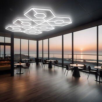 RhombiLite - Διακοσμητικό LED Φωτιστικό Πάνελ Οροφής Πολυγωνικού Σχεδιασμού με Εσωτερικά Μοτίβα - 469W 110-240V - Μ482.8 x Π279.6 x Υ2.5cm - Ψυχρό Λευκό 6500K