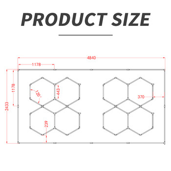 GridAura - Διακοσμητικό LED Φωτιστικό Πάνελ Οροφής Πολυγωνικού Σχεδιασμού με Εσωτερικά Μοτίβα - 456W 110-240V - Μ484.0 x Π243.3 x Υ2cm - Ψυχρό Λευκό 6500K