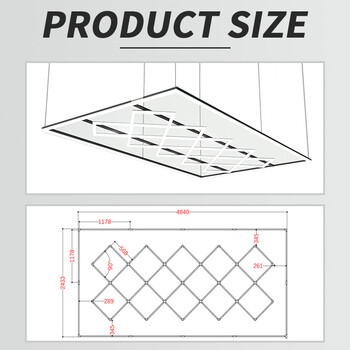 AuraTrek - Διακοσμητικό LED Φωτιστικό Πάνελ Οροφής Πολυγωνικού Σχεδιασμού με Εσωτερικά Μοτίβα - 512W 110-240V - Μ484.0 x Π243.3 x Υ2cm - Ψυχρό Λευκό 6500K